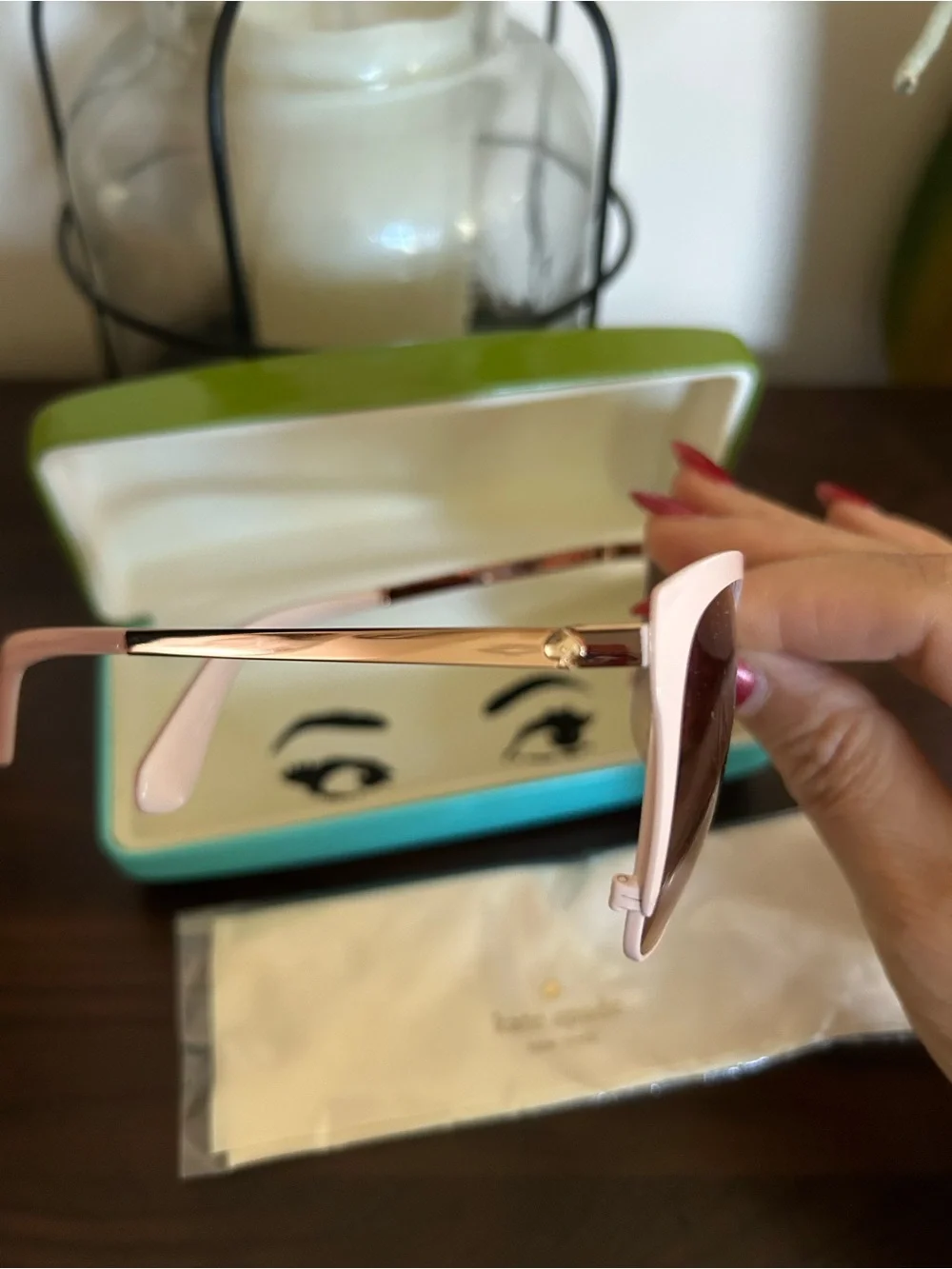 kate spade Oversized Cat-Eye Sunglasses in Pale Pink with Brown Gradient Lenses